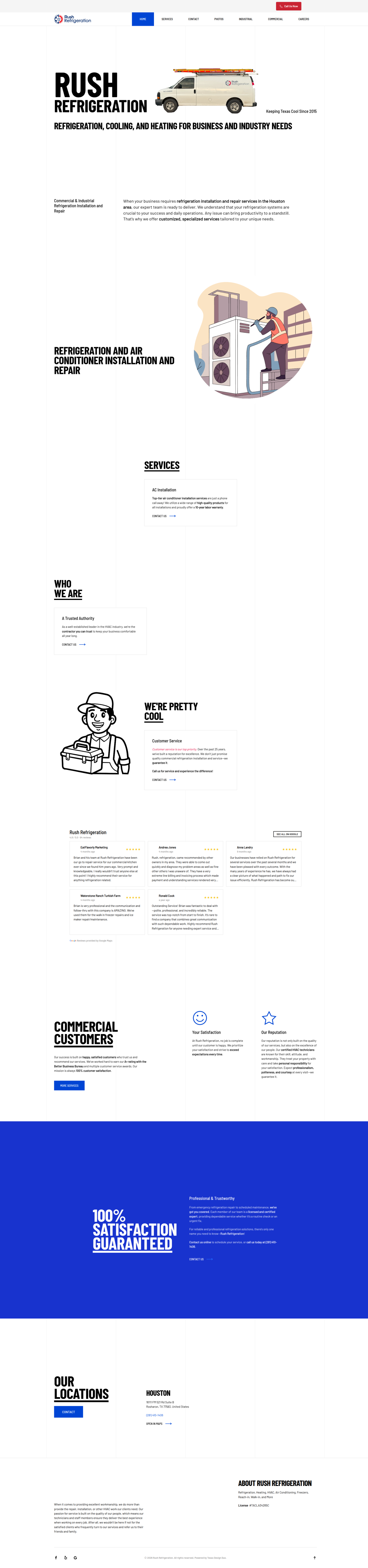 Rush Refrigeration website homepage